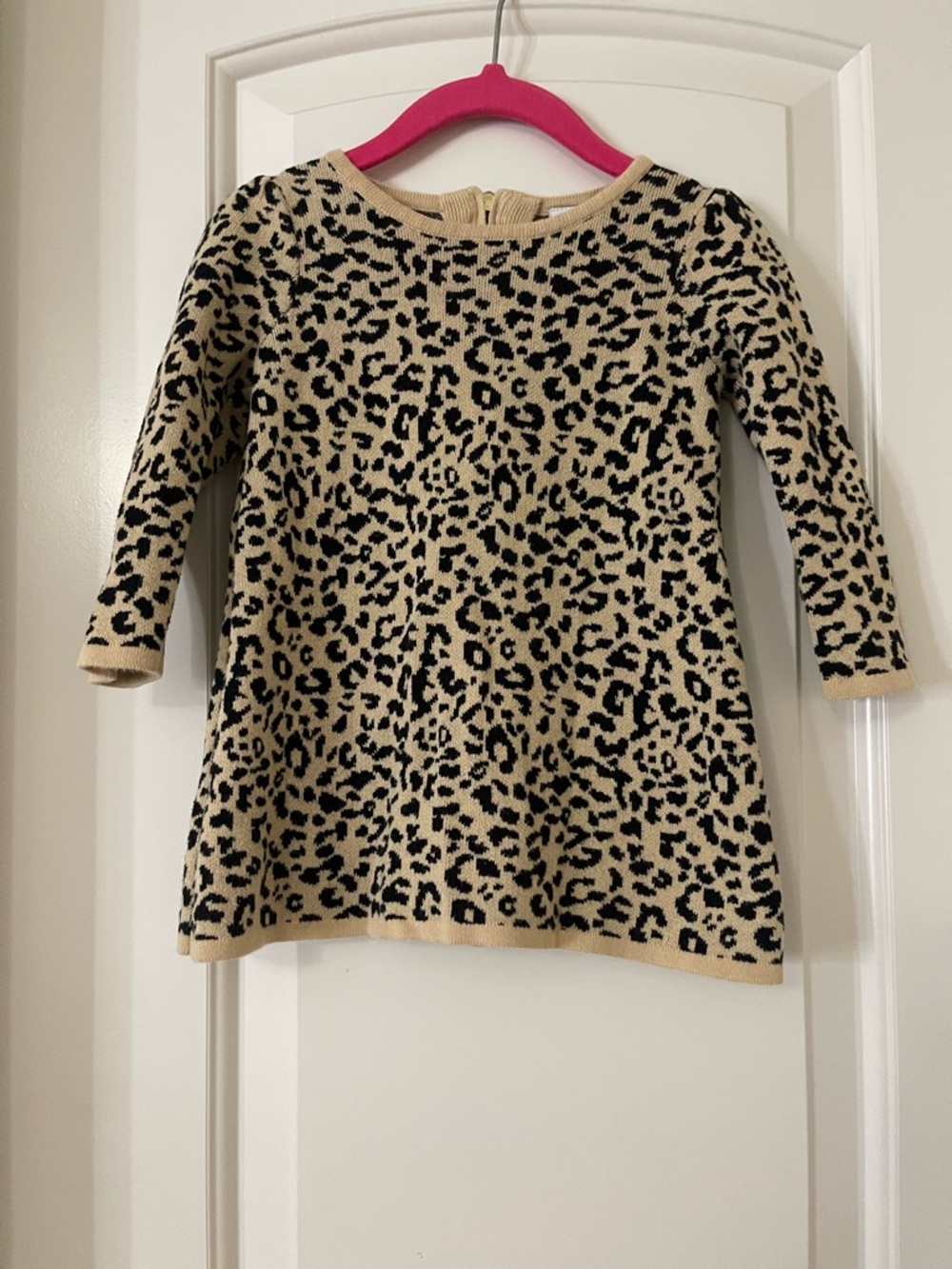🎀Janie and Jack Beige and Black Leopard Print Sweater Dress
